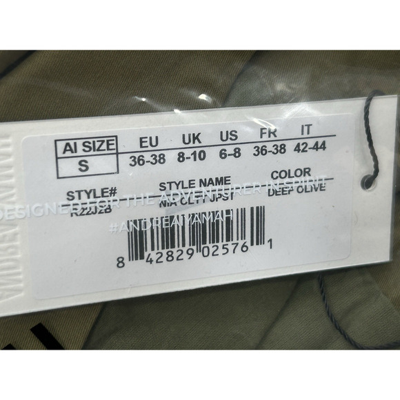 Andrea Iyamah Nia Culotte Jumpsuit 100% Cotton Olive Green Boho Size Small NWT - Picture 4 of 6